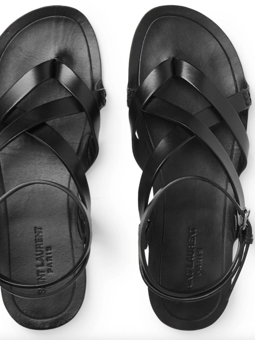 SAINT LAURENT - Culver Leather Sandals - Black